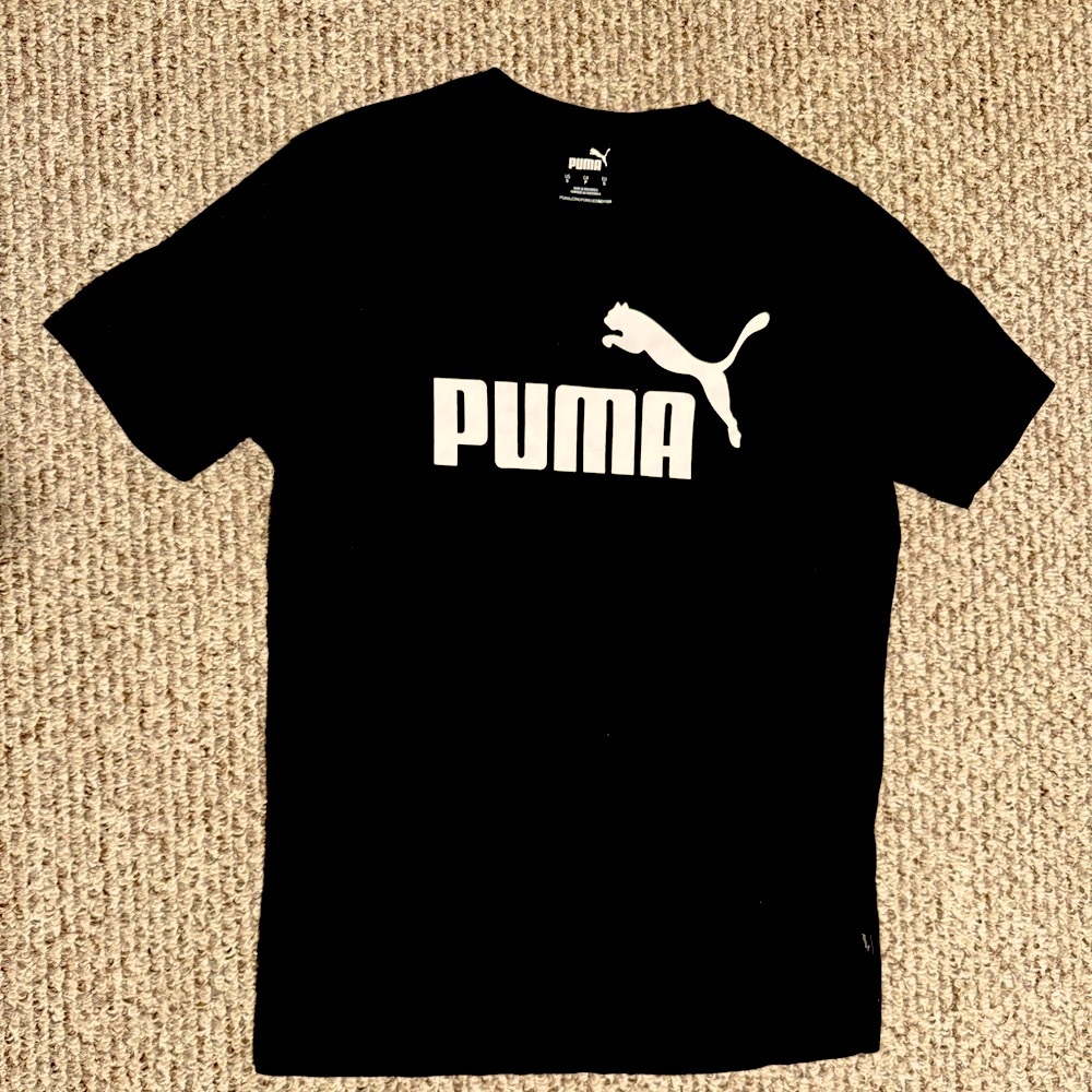 Puma Men's Black Tee with White Logo